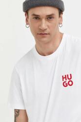 Hugo tricou din bumbac culoarea alb, neted 9BYY-TSM1D3_00B