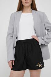 Calvin Klein Jeans pantaloni scurti femei, culoarea negru, cu imprimeu, medium waist PPYY-SZD0UO_99X