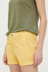 Pepe Jeans pantaloni scurti din bumbac Balboa culoarea galben, neted, medium waist PPYX-SZD06O_11X