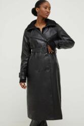 ANSWEAR palton femei, culoarea negru, de tranzitie, cu doua randuri de nasturi BMYX-KPD03M_99X