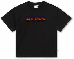 HUGO BOSS tricou de bumbac pentru copii culoarea negru, cu imprimeu 9BYX-TSK00Y_99X