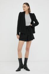 Bruuns Bazaar pantaloni scurti femei, culoarea negru, neted, high waist PPYX-SZD0GM_99X
