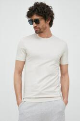 Calvin Klein tricou din bumbac culoarea bej, neted PPYX-TSM0AB_02X