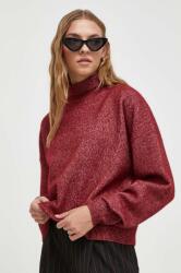 HUGO BOSS pulover de lana femei, culoarea bordo, light, cu guler 9BYX-SWD112_83X