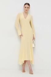 Patrizia Pepe rochie din mătase culoarea galben, maxi, drept PPYX-SUD2H5_11X