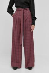 Custommade pantaloni de lana femei, culoarea bordo, lat, high waist PPYY-SPD0M8_83X