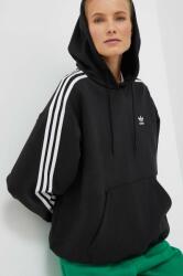 Adidas hanorac de bumbac femei, culoarea negru, cu glugă, cu imprimeu 9BYX-BLD09F_99X