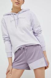 EA7 Emporio Armani pantaloni scurti femei, culoarea violet, cu imprimeu, medium waist PPYX-SZD087_44X