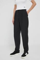 Calvin Klein pantaloni femei, culoarea negru, drept, high waist 9BYX-SPD0U4_99X