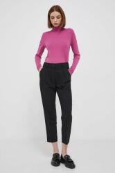 Sisley pantaloni femei, culoarea negru, drept, high waist 9BYX-SPD0OI_99X