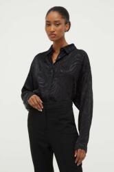 ANSWEAR camasa femei, culoarea negru, cu guler clasic, relaxed BMYX-KDD059_99X