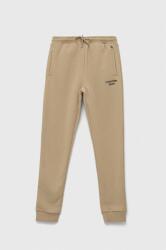 Calvin Klein Jeans pantaloni de trening pentru copii culoarea bej, neted 9BYX-SPB00Z_12X