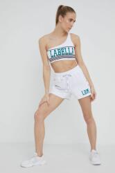 Labellamafia pantaloni scurti femei, culoarea alb, cu imprimeu, high waist MPYY-SZD01P_00X