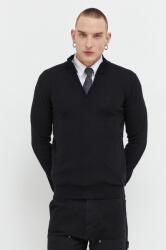 HUGO BOSS pulover de lana barbati, culoarea negru, light, cu turtleneck 9BYX-SWM0HY_99X