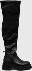 Tommy Jeans cizme TJW OVER THE KNEE BOOTS femei, culoarea negru, cu platforma, EN0EN02254 9BYX-OBD379_99X