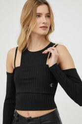 Calvin Klein longsleeve femei, culoarea negru, cold shoulder PPYX-BUD059_99X