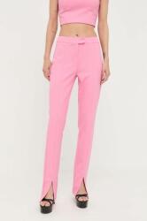 Morgan pantaloni femei, culoarea roz, drept, medium waist PPYX-SPD136_03X