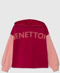 Benetton hanorac de bumbac pentru copii culoarea roz, cu glugă, cu imprimeu 9BYX-BLG05U_43X