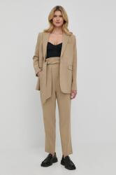 Custommade pantaloni femei, culoarea maro, drept, high waist PPYY-SPD0M9_82X