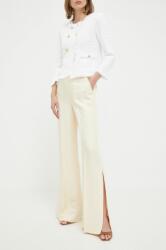 Twinset pantaloni din amestec de in culoarea bej, lat, high waist PPYX-SPD0EK_02X