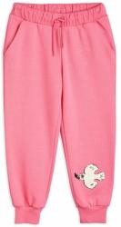 Mini Rodini pantaloni de trening din bumbac pentru copii Mini Rodini x Wrangler culoarea roz, cu imprimeu 9BYX-SPK00Y_30X