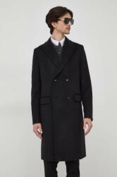 HUGO BOSS palton de lana culoarea negru, de tranzitie, cu doua randuri de nasturi 9BYX-KPM016_99X