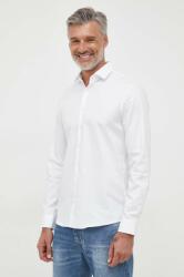 Calvin Klein camasa din bumbac barbati, culoarea alb, cu guler clasic, slim 9BYX-KDM0IC_00X