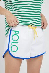 Ralph Lauren pantaloni scurti femei, culoarea alb, neted, medium waist PPYY-SZD0SB_00X