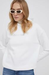 Calvin Klein bluza femei, culoarea alb, cu glugă, cu imprimeu 9BYX-BLD0U0_00X