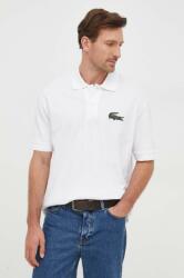 Lacoste polo de bumbac culoarea alb, cu imprimeu 9BYX-POM06H_00X