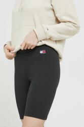 Tommy Jeans pantaloni scurti femei, culoarea negru, neted, high waist PPYX-SZD0JJ_99X