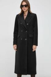 Silvian Heach palton femei, culoarea negru, de tranzitie, cu doua randuri de nasturi MBYX-KPD00H_99X