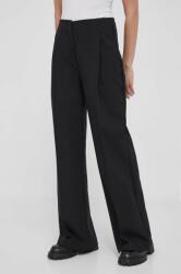 Medicine pantaloni femei, culoarea negru, lat, high waist ZBYX-SPD304_99X