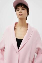 American Vintage palton de lana culoarea roz, de tranzitie, oversize PPYX-KPD02J_30X
