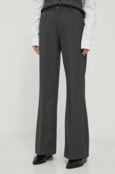 Mos Mosh pantaloni femei, culoarea gri, drept, high waist MBYX-SPD009_90X