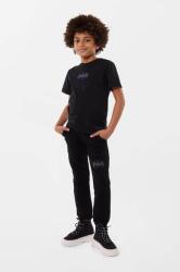 DKNY pantaloni de trening din bumbac pentru copii culoarea negru, cu imprimeu 9BYX-SPK04N_99X
