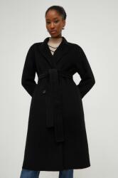 ANSWEAR palton de lana culoarea negru, de tranzitie, cu doua randuri de nasturi BMYX-KPD00Z_99X