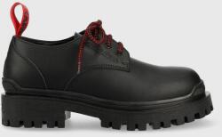 KARL LAGERFELD pantofi de piele X Cara Biker Ii femei, culoarea negru, cu platforma 9BYY-OBD3EF_99X