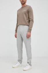 Giorgio Armani pantaloni din in barbati, culoarea gri, drept PPYY-SPM02Y_90X