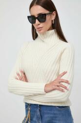 HUGO BOSS pulover de lana femei, culoarea bej, călduros, cu turtleneck 9BYX-SWD0ZL_01X