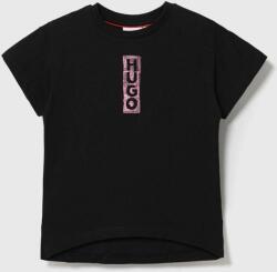 HUGO BOSS tricou de bumbac pentru copii culoarea negru, cu imprimeu 9BYX-TSK016_99X