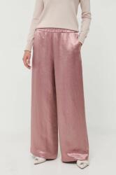 Max Mara Leisure pantaloni femei, culoarea roz, lat, high waist 9BYX-SPD0K3_30X