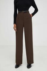 Answear Lab pantaloni femei, culoarea maro, drept, high waist BMYX-SPD02F_88X