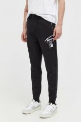 Tommy Jeans pantaloni de trening din bumbac culoarea negru, cu imprimeu 9BYX-SPM0H9_99X