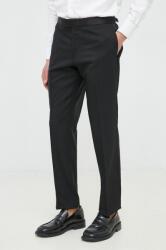 HUGO BOSS pantaloni de lana barbati, culoarea negru, drept PPYX-SPM02P_99X