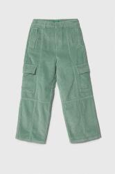 Benetton pantaloni din catifea pentru copii culoarea verde, neted 9BYX-SPG053_97X