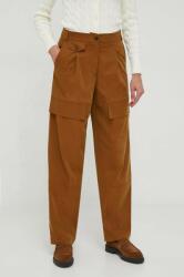 Sisley pantaloni femei, culoarea maro, lat, high waist 9BYX-SPD0PA_88X