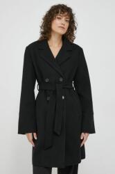 XT Studio palton femei, culoarea negru, de tranzitie, cu doua randuri de nasturi MBYX-KPD01C_99X