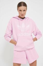 Adidas hanorac de bumbac femei, culoarea roz, cu glugă, cu imprimeu 9BYX-BLD09B_30X