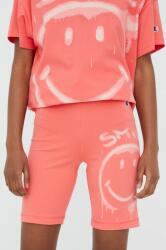 Champion pantaloni scurti Champion X Smiley 115938 femei, culoarea roz, cu imprimeu, high waist PPYY-SZD0ZZ_42X